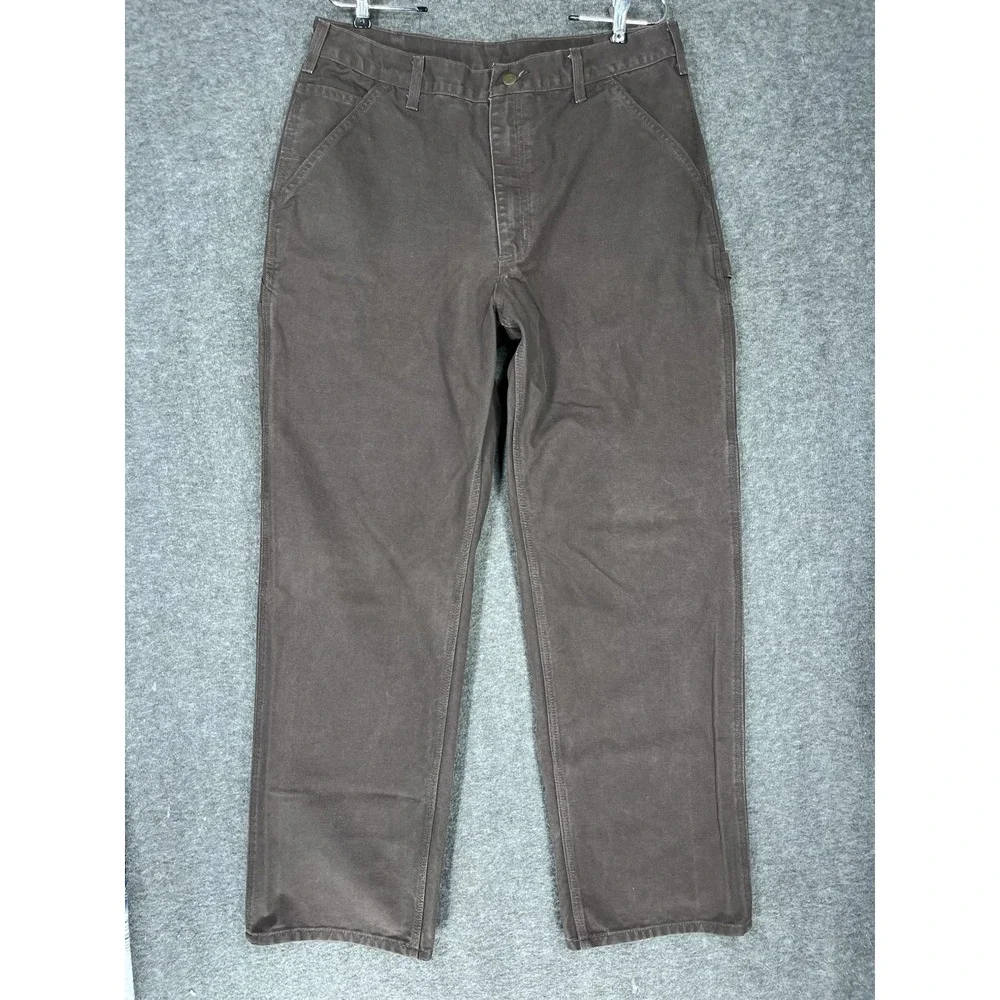 Vintage Carhartt Carpenter Pants Mens 34x32 Brown B11 DKB Dungaree Workwear